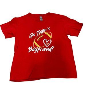 Gildan Red "Go Taylor's Boyfriend" SuperBowl Football T-Shirt Girls Tween 10/12